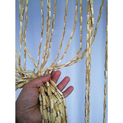 OKUOKA Beaded Door Curtains for Doorways Wood Bead String Curtain for Room Dividers Wood Color Home Restaurant Screen Decoration Handmade -29/33/40/45/59/87 Strands - Sizes Customizable