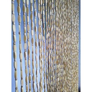 OKUOKA Beaded Door Curtains for Doorways Wood Bead String Curtain for Room Dividers Wood Color Home Restaurant Screen Decoration Handmade -29/33/40/45/59/87 Strands - Sizes Customizable