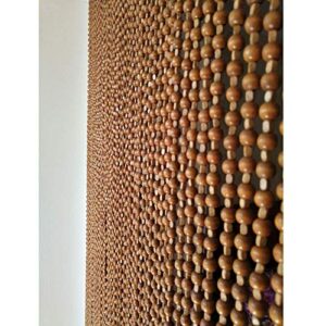 OKUOKA Light Brown Beaded Door Curtains for Doorways Wood Bead String Curtain for Room Dividers Handmade Home Hanging Retro Decoration, Customizable (Size : 29 strands-80x215cm)