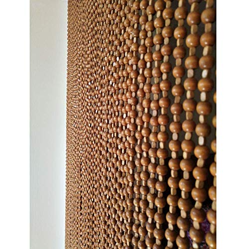 OKUOKA Light Brown Beaded Door Curtains for Doorways Wood Bead String Curtain for Room Dividers Handmade Home Hanging Retro Decoration, Customizable (Size : 29 strands-80x215cm)