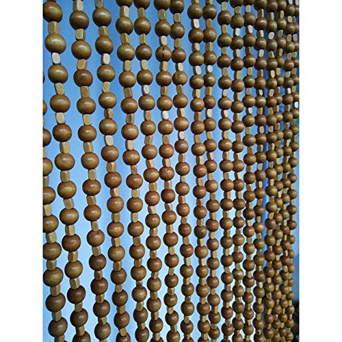 OKUOKA Light Brown Beaded Door Curtains for Doorways Wood Bead String Curtain for Room Dividers Handmade Home Hanging Retro Decoration, Customizable (Size : 29 strands-80x215cm)