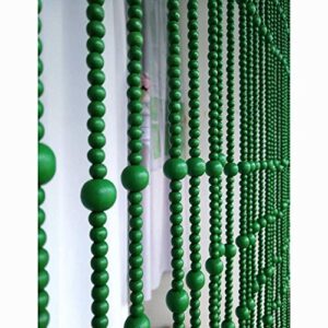 okuoka 51 strands beaded door curtains for doorways wood bead string curtain for room dividers green handmade home entrance screen, multi-size customizable (size : 90x180cm)