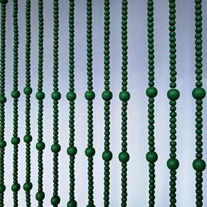 OKUOKA 51 Strands Beaded Door Curtains for Doorways Wood Bead String Curtain for Room Dividers Green Handmade Home Entrance Screen, Multi-Size Customizable (Size : 90x180cm)