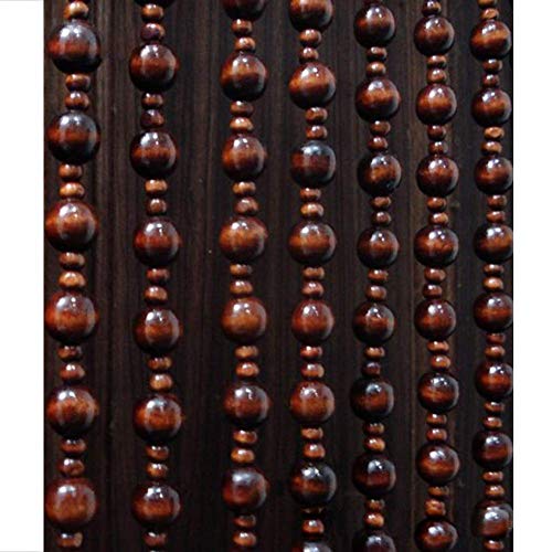 OKUOKA 21 Strands Beaded Door Curtains for Doorways Wood Bead String Curtain for Room Dividers Home Restaurant Partition Handmade Retro Style, 3 Colors Optional