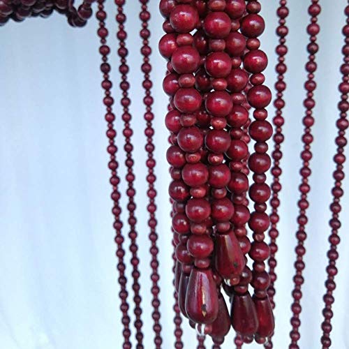 OKUOKA 21/23 Strands Beaded Door Curtains for Doorways Wood Bead String Curtain for Room Dividers Home Entrance Screen Handmade Red Wine, Size Customizable (Size : 23 Strands-60x195cm)