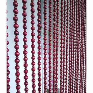 okuoka 21/23 strands beaded door curtains for doorways wood bead string curtain for room dividers home entrance screen handmade red wine, size customizable (size : 23 strands-60x195cm)