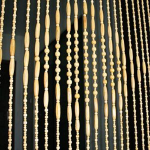 OKUOKA Beaded Door Curtains for Doorways Wood Bead String Curtain for Room Dividers Wood Color Partition Home Retro Decoration Handmade, Size Customizable (Size : 21 Strands-60x190cm)