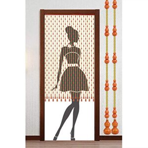 okuoka 25 strands beaded door curtains for doorways wood bead string curtain for room dividers small gourd handmade home restaurant hanging screen, customizable (size : 0.9x1.25m)