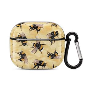 honey bees case cover portable pc shell headphone case with keychain compatible with airpods 3