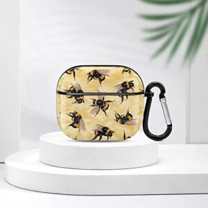 Honey Bees Case Cover Portable PC Shell Headphone Case with Keychain Compatible with AirPods 3