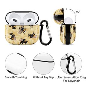 Honey Bees Case Cover Portable PC Shell Headphone Case with Keychain Compatible with AirPods 3