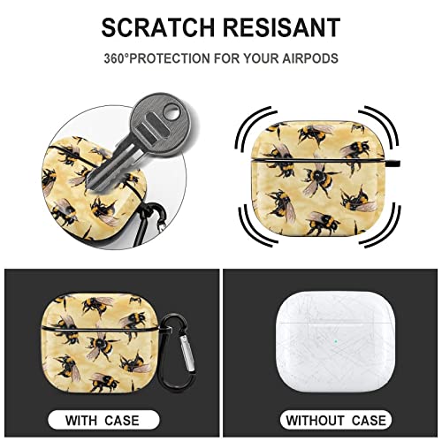 Honey Bees Case Cover Portable PC Shell Headphone Case with Keychain Compatible with AirPods 3