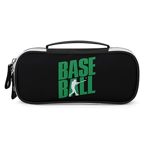 Base Ball Player Printed Pencil Case Bag Stationery Pouch with Handle Portable Makeup Bag Desk Organizer