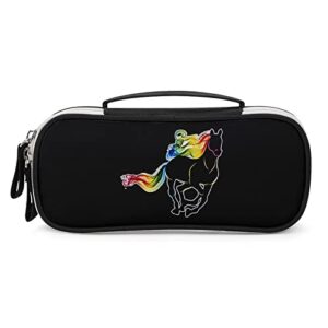 colorful horse printed pencil case bag stationery pouch with handle portable makeup bag desk organizer