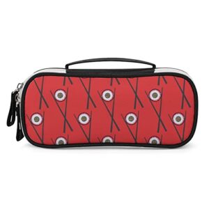 sushi and chopsticks pattern printed pencil case bag stationery pouch with handle portable makeup bag desk organizer