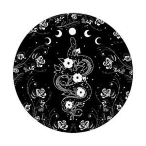 Witchy Snake Vertical Floral Moon Phase Black And White PopSockets Swappable PopGrip