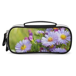 pansies and butterfly printed pencil case bag stationery pouch with handle portable makeup bag desk organizer