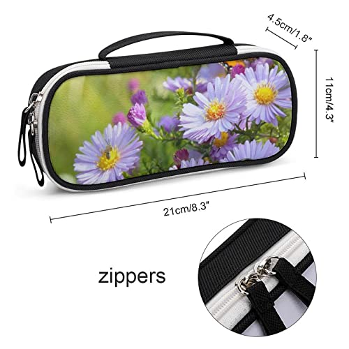 Pansies and Butterfly Printed Pencil Case Bag Stationery Pouch with Handle Portable Makeup Bag Desk Organizer