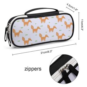 Cute Fox Printed Pencil Case Bag Stationery Pouch with Handle Portable Makeup Bag Desk Organizer