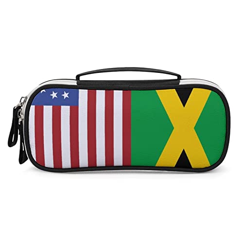 USA Fiag Jamaican Flag Printed Pencil Case Bag Stationery Pouch with Handle Portable Makeup Bag Desk Organizer