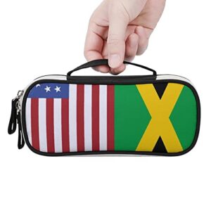 USA Fiag Jamaican Flag Printed Pencil Case Bag Stationery Pouch with Handle Portable Makeup Bag Desk Organizer