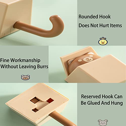 DONGJINGO Hidden Cat Wall Hanging Hook Seamless,Fun Adhesive Kids Wall Hooks, Utility Cat Hook for Wall Hanging Decorations (6pcs)