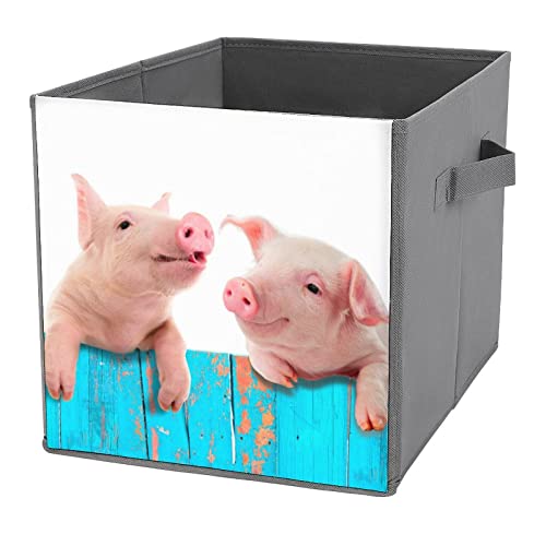 Funny Pig Collapsible Storage Bins Basics Folding Fabric Storage Cubes Organizer Boxes with Handles