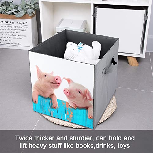 Funny Pig Collapsible Storage Bins Basics Folding Fabric Storage Cubes Organizer Boxes with Handles