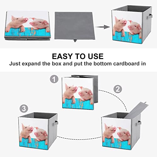 Funny Pig Collapsible Storage Bins Basics Folding Fabric Storage Cubes Organizer Boxes with Handles