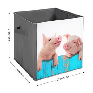 Funny Pig Collapsible Storage Bins Basics Folding Fabric Storage Cubes Organizer Boxes with Handles