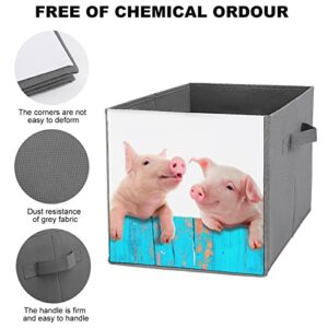 Funny Pig Collapsible Storage Bins Basics Folding Fabric Storage Cubes Organizer Boxes with Handles