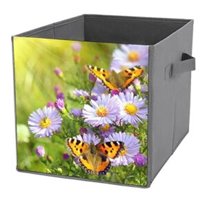 Pansies and Butterfly Collapsible Storage Bins Basics Folding Fabric Storage Cubes Organizer Boxes with Handles