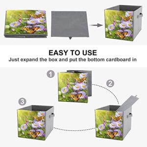 Pansies and Butterfly Collapsible Storage Bins Basics Folding Fabric Storage Cubes Organizer Boxes with Handles