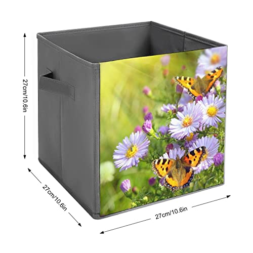 Pansies and Butterfly Collapsible Storage Bins Basics Folding Fabric Storage Cubes Organizer Boxes with Handles