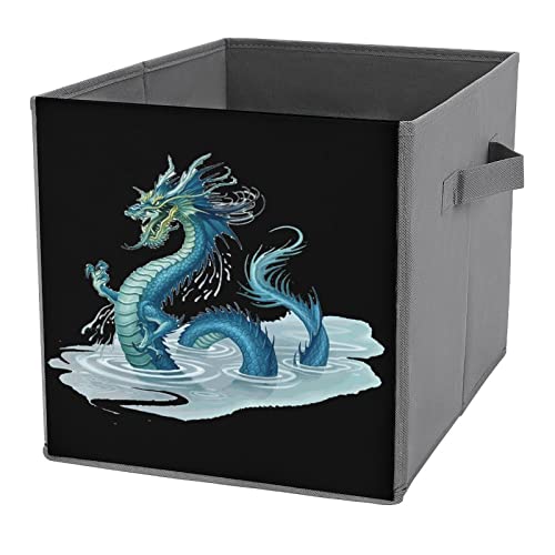 Chinese Dragon Collapsible Storage Bins Basics Folding Fabric Storage Cubes Organizer Boxes with Handles