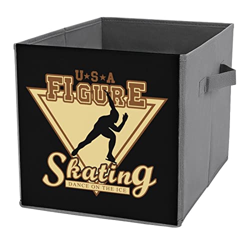 USA Figure Skating Collapsible Storage Bins Basics Folding Fabric Storage Cubes Organizer Boxes with Handles