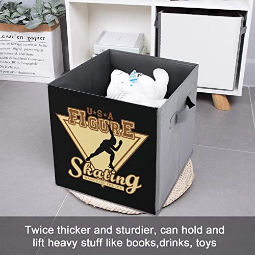 USA Figure Skating Collapsible Storage Bins Basics Folding Fabric Storage Cubes Organizer Boxes with Handles