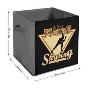 USA Figure Skating Collapsible Storage Bins Basics Folding Fabric Storage Cubes Organizer Boxes with Handles