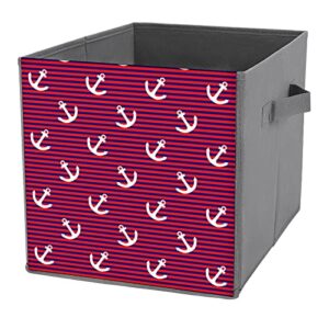 anchor with blue red stripes collapsible storage bins basics folding fabric storage cubes organizer boxes with handles