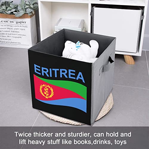 Flag of Eritrea Collapsible Storage Bins Basics Folding Fabric Storage Cubes Organizer Boxes with Handles