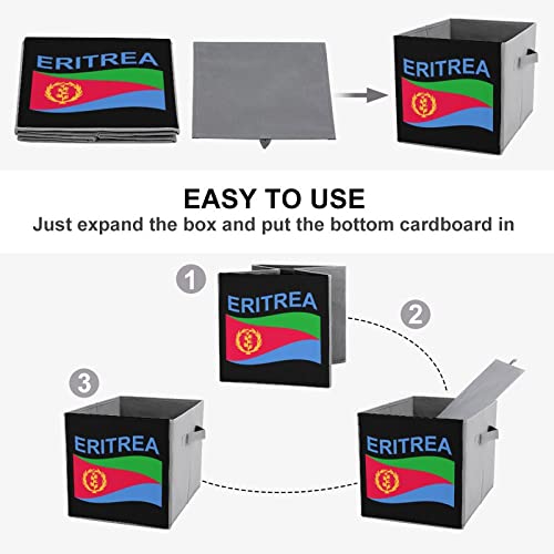 Flag of Eritrea Collapsible Storage Bins Basics Folding Fabric Storage Cubes Organizer Boxes with Handles