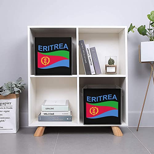 Flag of Eritrea Collapsible Storage Bins Basics Folding Fabric Storage Cubes Organizer Boxes with Handles