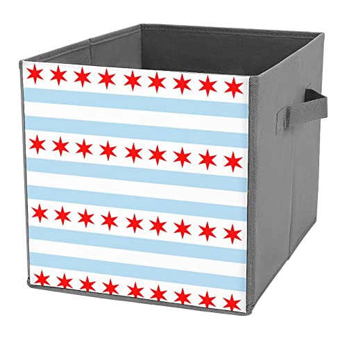 Flag of Chicago Collapsible Storage Bins Basics Folding Fabric Storage Cubes Organizer Boxes with Handles