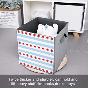 Flag of Chicago Collapsible Storage Bins Basics Folding Fabric Storage Cubes Organizer Boxes with Handles