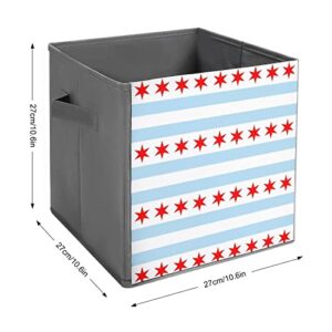 Flag of Chicago Collapsible Storage Bins Basics Folding Fabric Storage Cubes Organizer Boxes with Handles