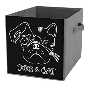 dog and cat face collapsible storage bins basics folding fabric storage cubes organizer boxes with handles