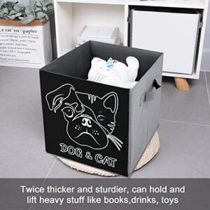 Dog and Cat Face Collapsible Storage Bins Basics Folding Fabric Storage Cubes Organizer Boxes with Handles