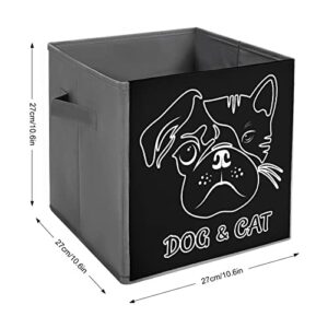 Dog and Cat Face Collapsible Storage Bins Basics Folding Fabric Storage Cubes Organizer Boxes with Handles