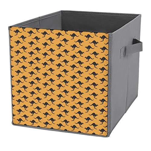 Kangaroo Pattern Collapsible Storage Bins Basics Folding Fabric Storage Cubes Organizer Boxes with Handles