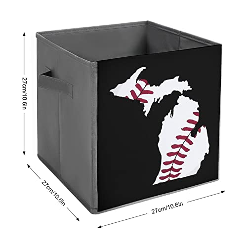 Mochigan Map Baseball Collapsible Storage Bins Basics Folding Fabric Storage Cubes Organizer Boxes with Handles